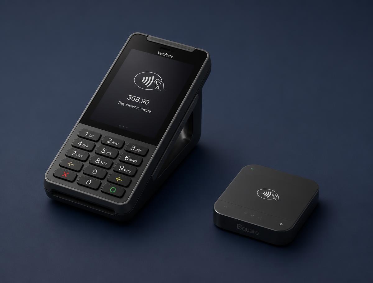 Modern payment terminals used by independent practices